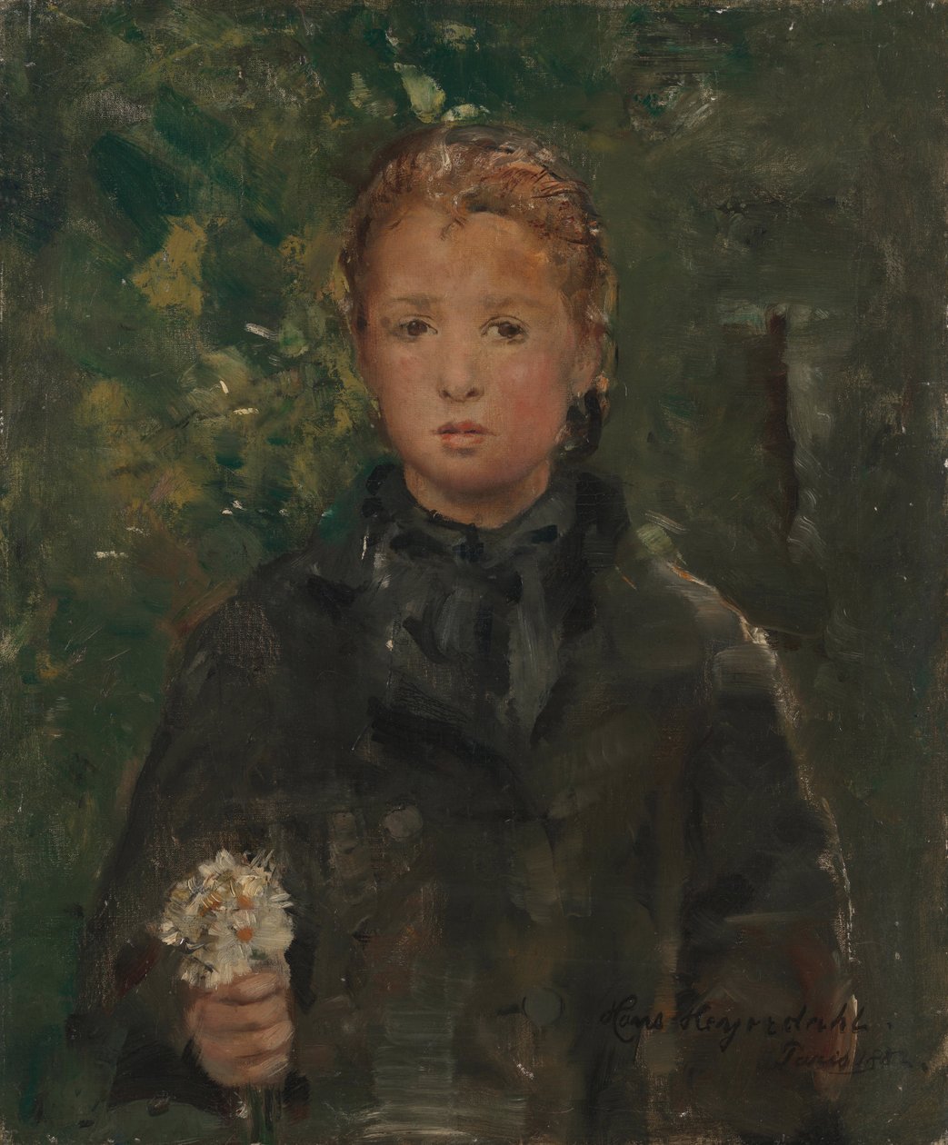 Ritratto di una ragazza con un mazzo di fiori da Hans Olaf Heyerdahl