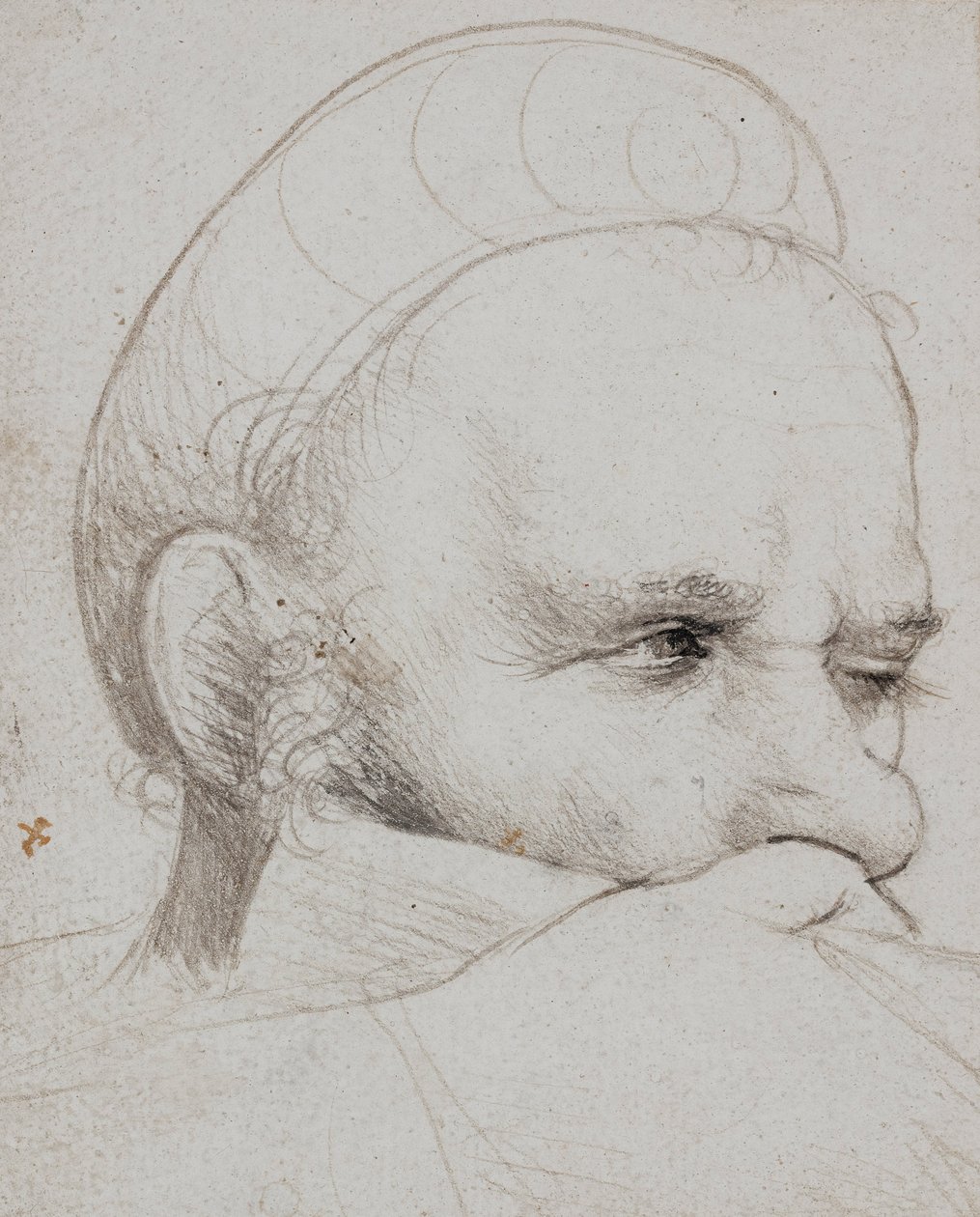 La testa di un balestriere che prende la mira da Hans Holbein the Elder