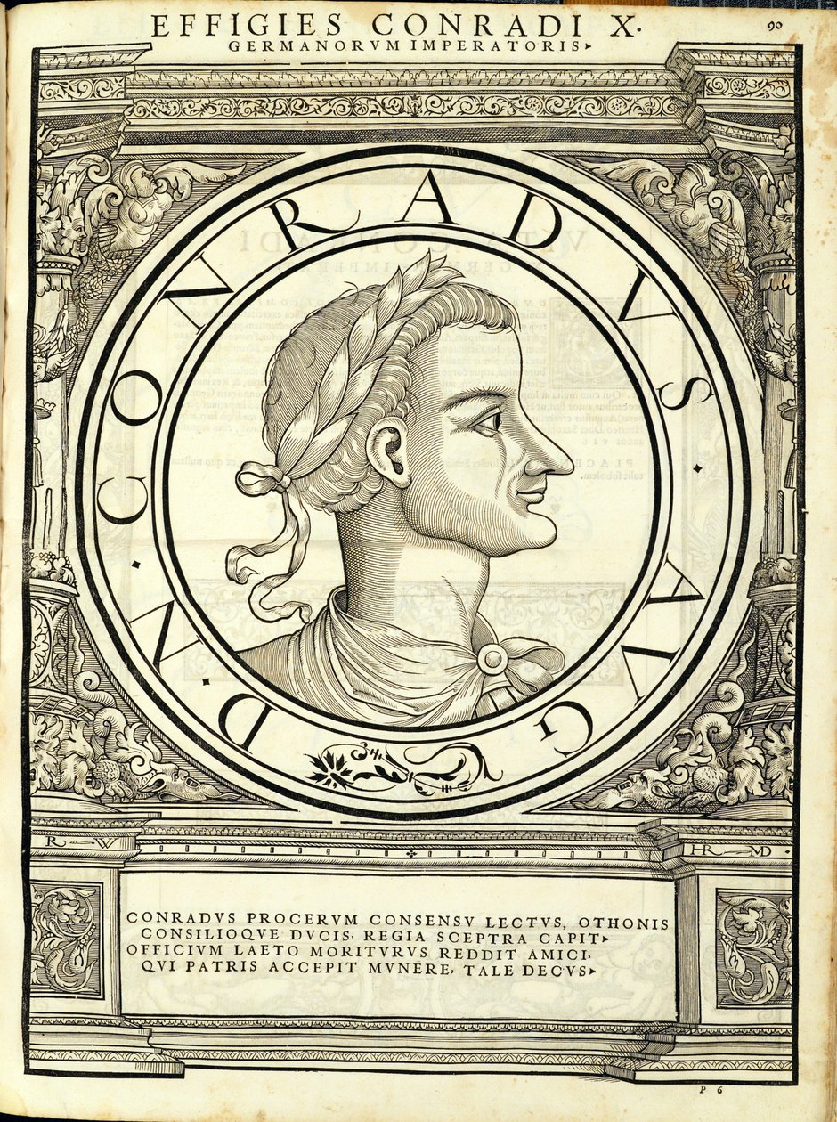 Corrado I, illustrazione da Imperatorum romanorum omnium orientalium et occidentalium verissimae imagines ex antiquis numismatis, xilografia di Rudolph Wyssenbach, stampata da Andreas Gesner, Zurigo da Hans Rudolf Manuel Deutsch