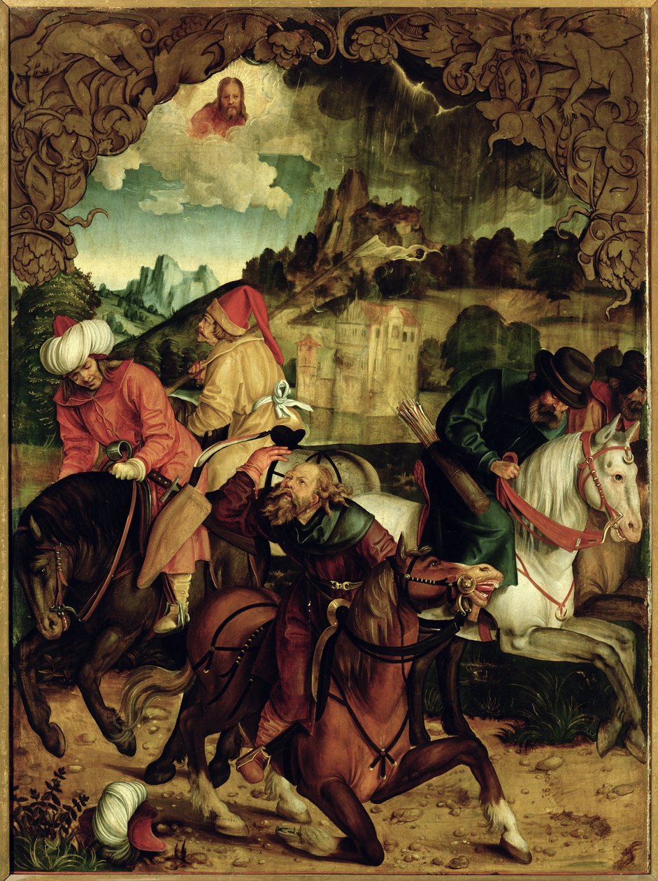 La conversione di San Paolo, da un polittico che raffigura Scene della vita dei SS. Pietro e Paolo (dettaglio) da Hans Suess Kulmbach