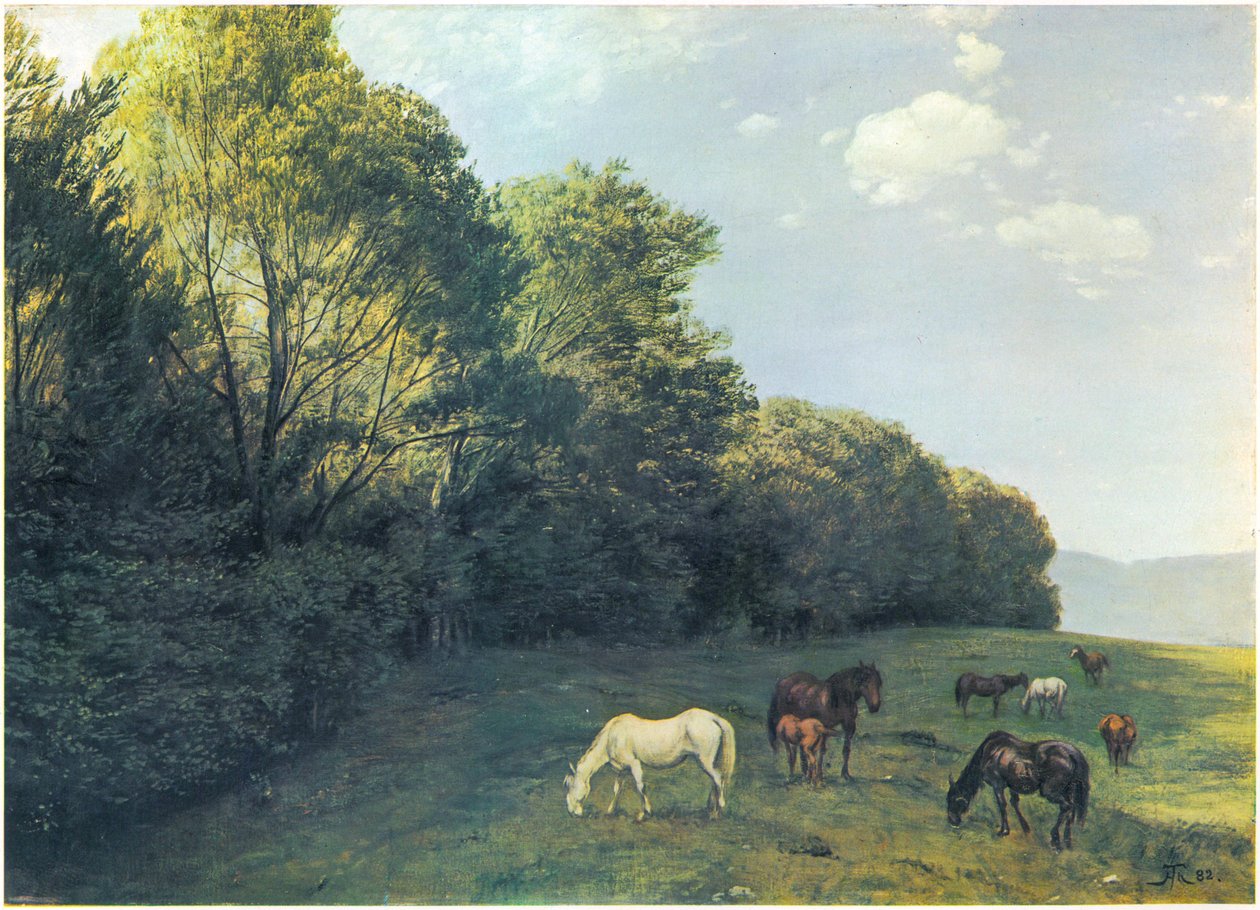 Paesaggio con cavalli al pascolo da Hans Thoma