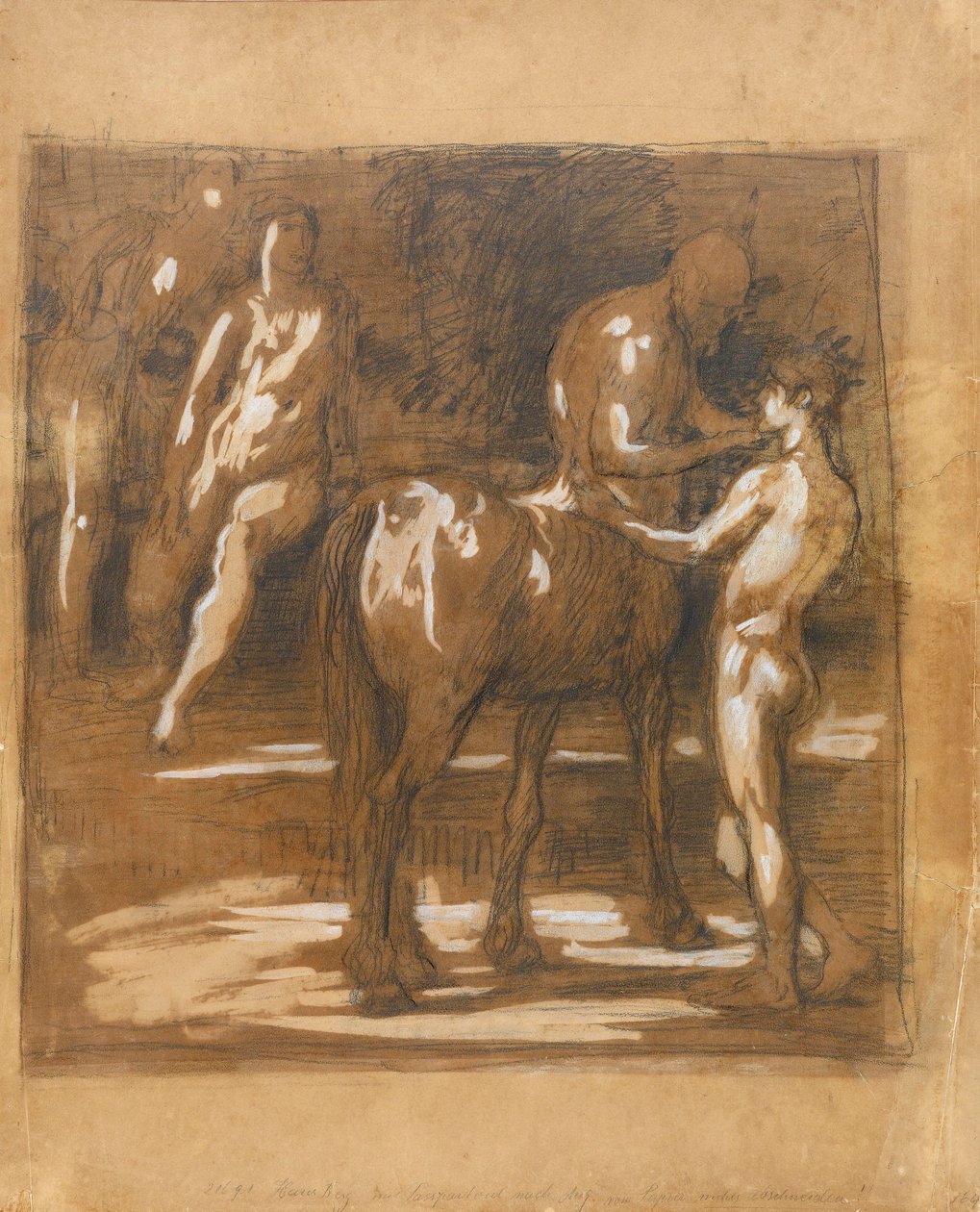 Foglio di studio con centauro e due figure da Hans von Marées