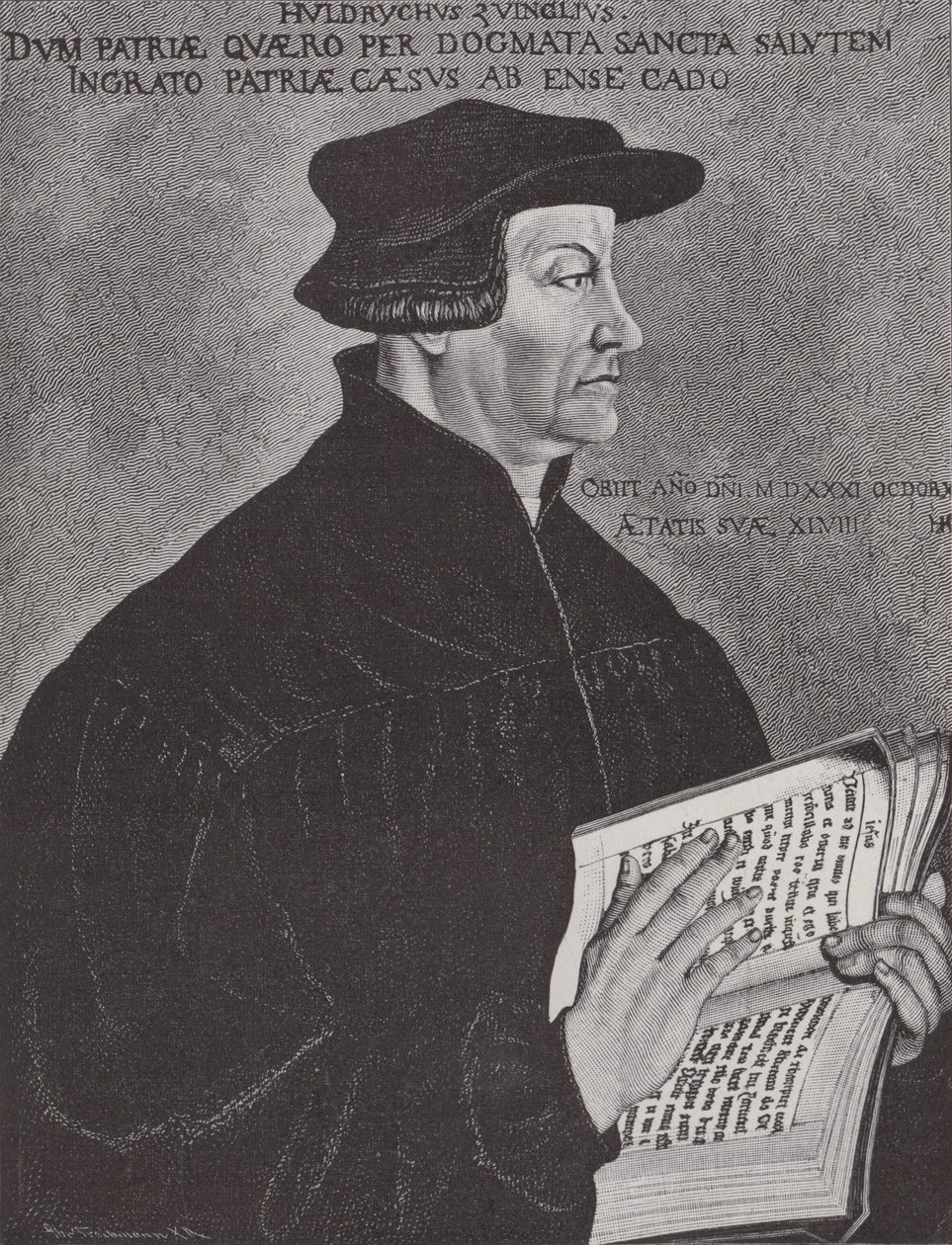 Huldrych Zwingli, leader della Riforma in Svizzera (incisione) da Hans (after) Asper