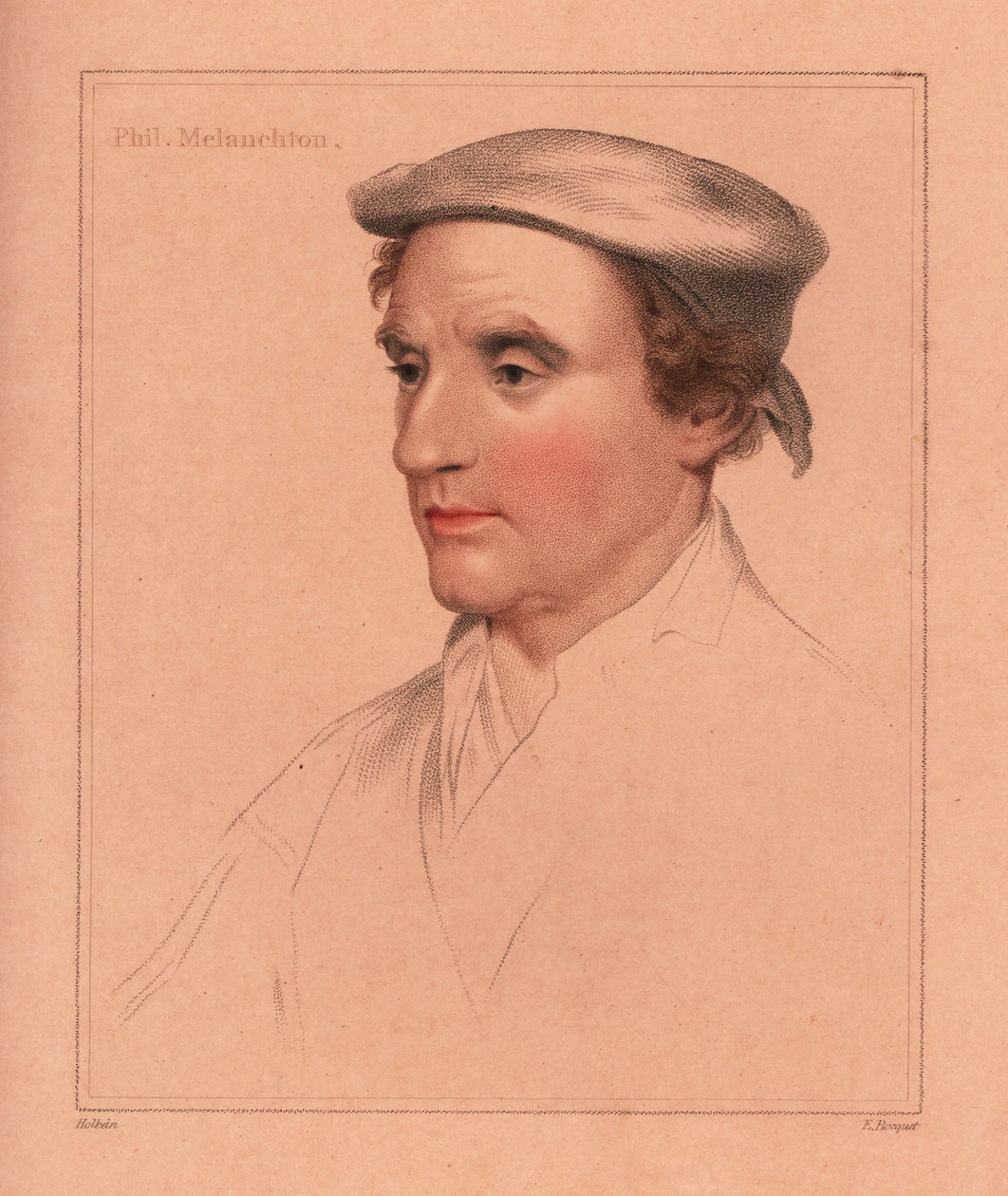 Philip Melanchton o uomo non identificato (incisione) da Hans (after) Holbein the Younger