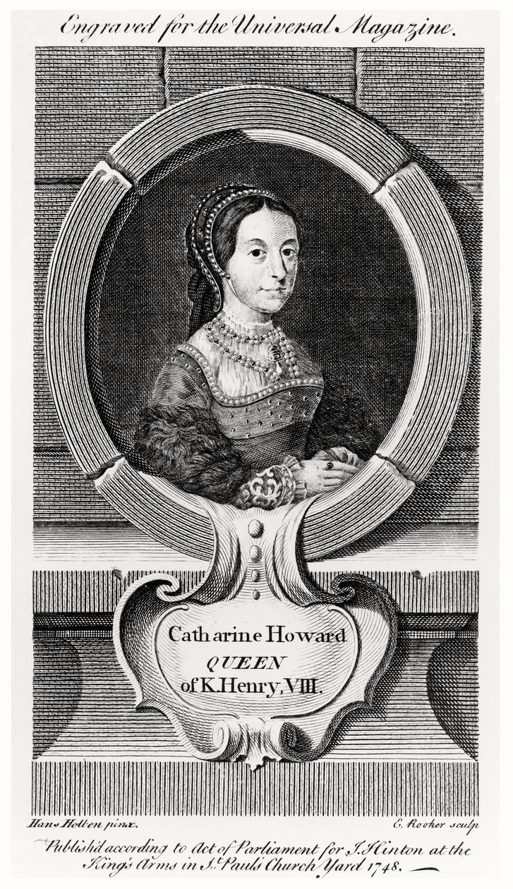 Ritratto di Catherine Howard (1520-42) inciso da Edward Rooker (1712-74 circa) 1748 (incisione) da Hans (after) Holbein the Younger