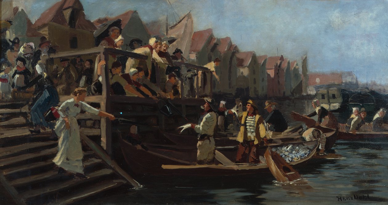 Asta al mercato del pesce, Triangolo di Bergen da Hans Andreas Dahl