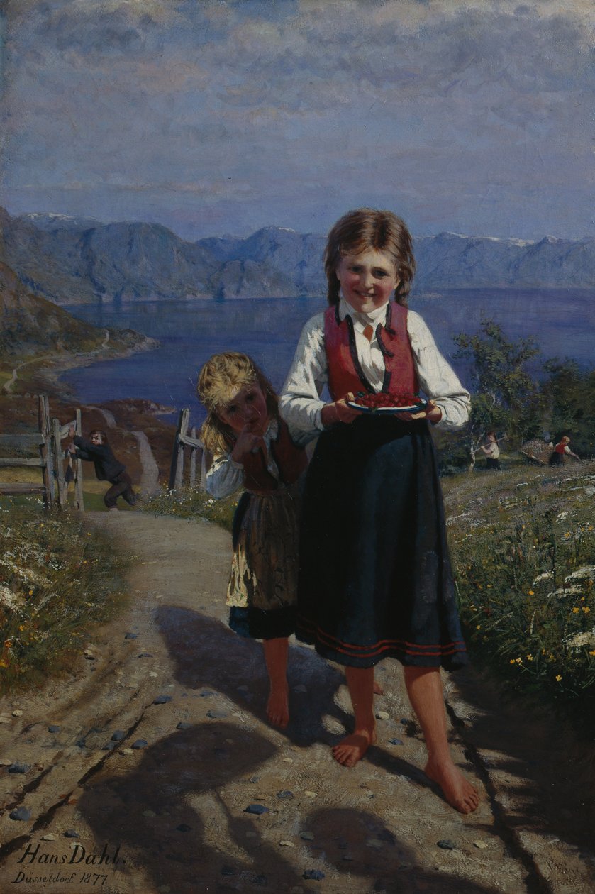 Due sorelle con fragole da Hans Andreas Dahl