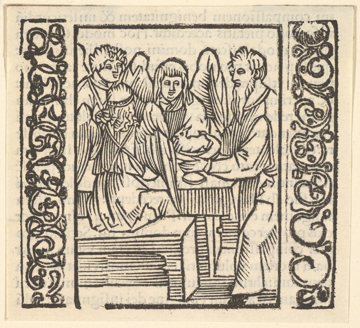 Angeli serviti a tavola, illustrazione da Speculum Passionis da Hans Baldung