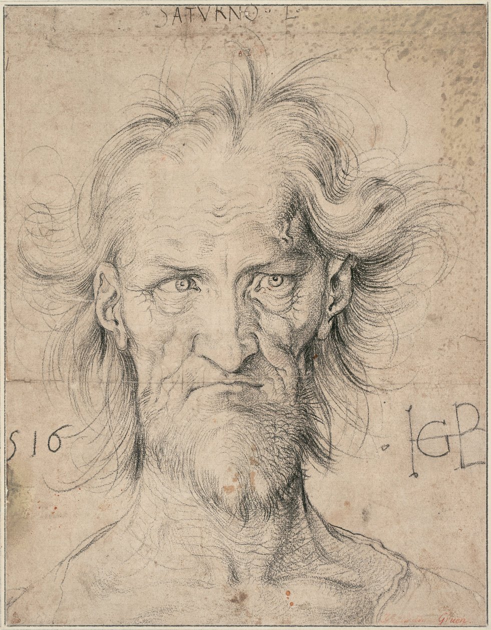 Testa di un vecchio barbuto Saturno, 1516 da Hans Baldung