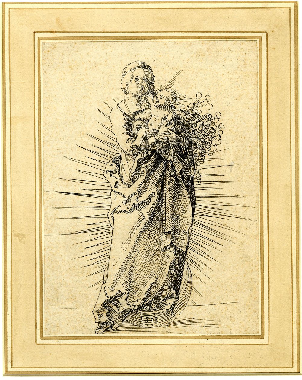 150593001 Vergine e Bambino su una mezzaluna. 1503 Penna e inchiostro nero da Hans Baldung Grien