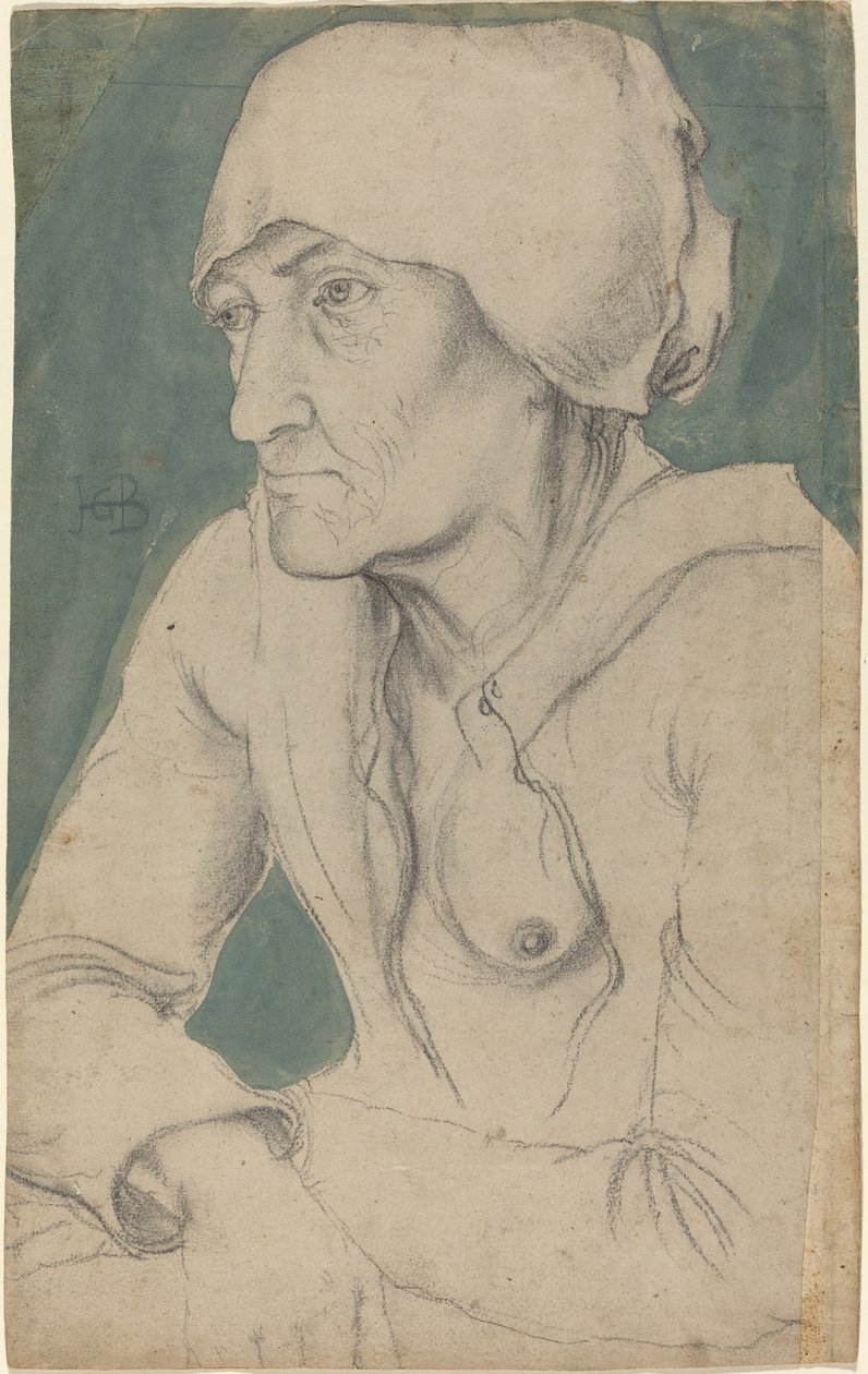 Mezza Figura di una Vecchia con un Cappello da Hans Baldung Grien