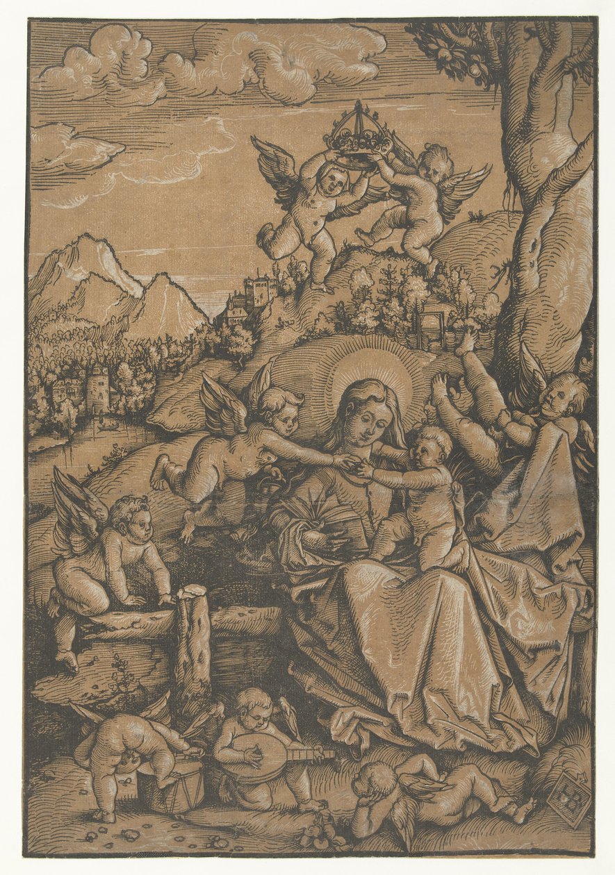 Maria con bambino e otto angioletti in un paesaggio da Hans Baldung Grien