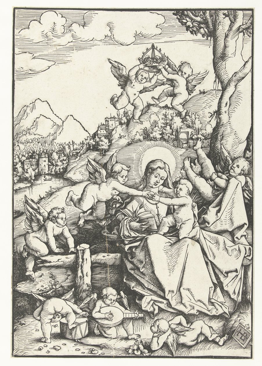 Maria con bambino e otto angioletti in un paesaggio da Hans Baldung Grien