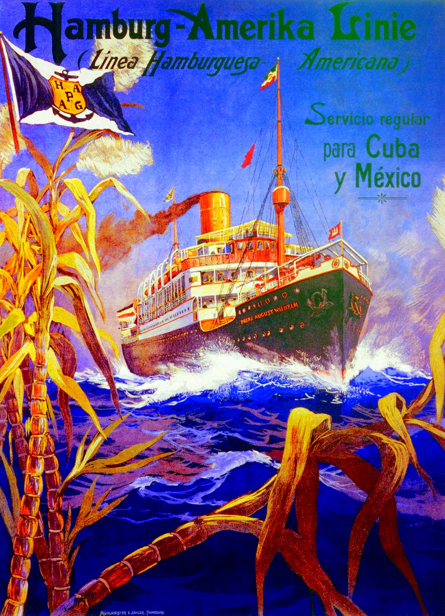Poster pubblicitario della Hamburg American Line da Hans Bohrdt