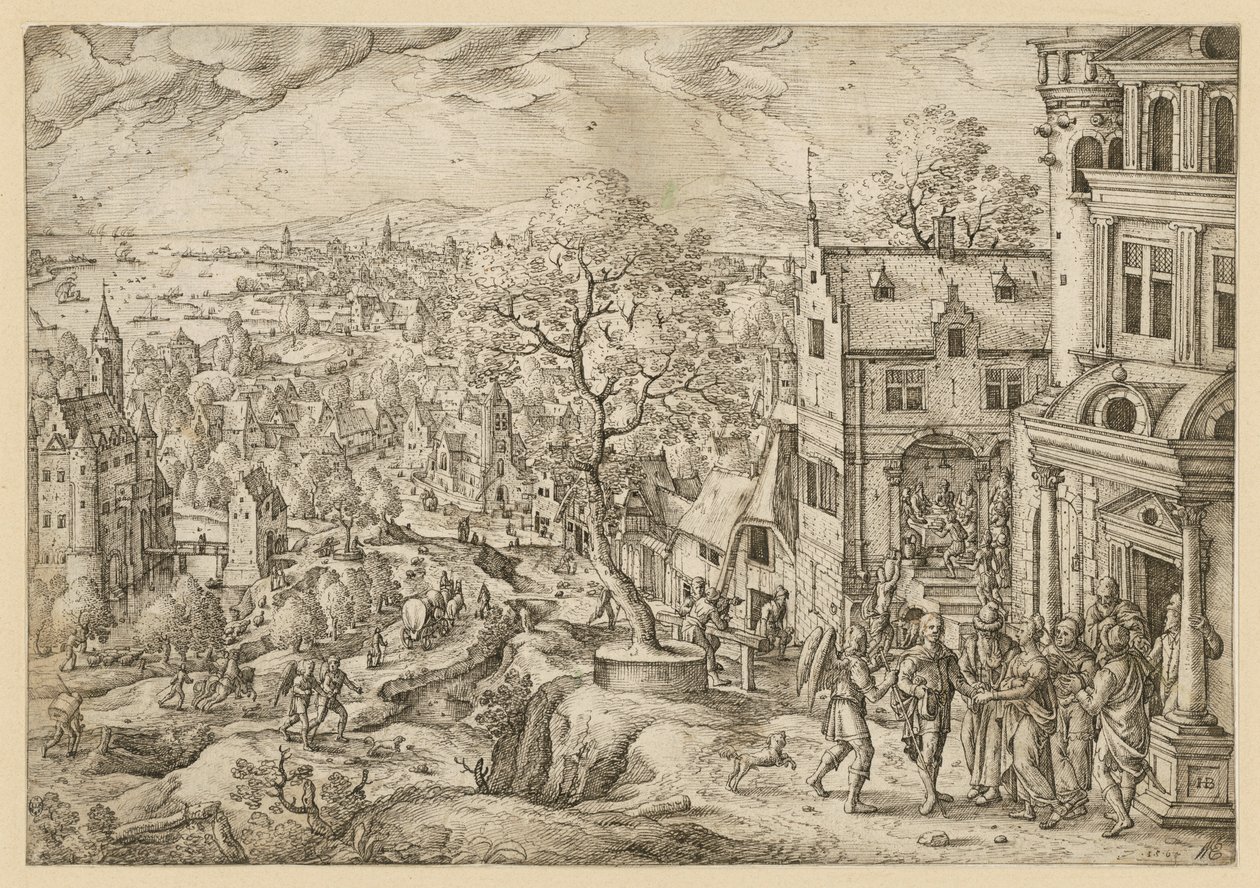 La storia di Tobia in un ampio paesaggio da Hans Bol