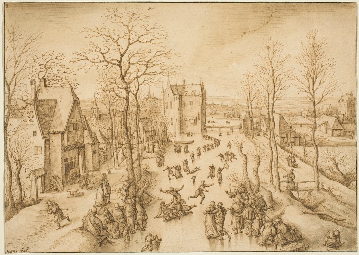 Paesaggio invernale con pattinatori da Hans Bol