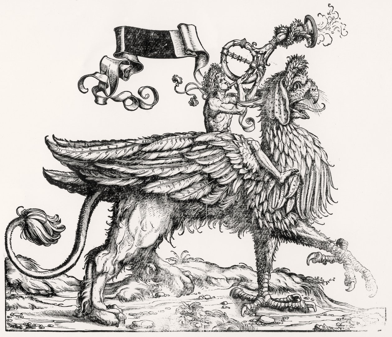 Un grifone a cavallo, dalla Processione Trionfale di Massimiliano, c.1516-18 da Hans Burgkmair