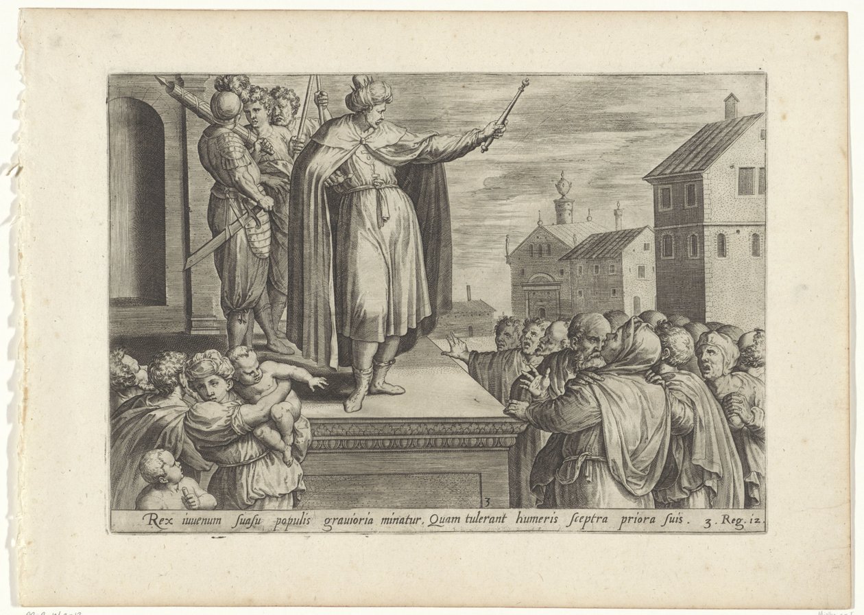 Roboamo risponde al popolo da Hans Collaert (I) (attributed to)