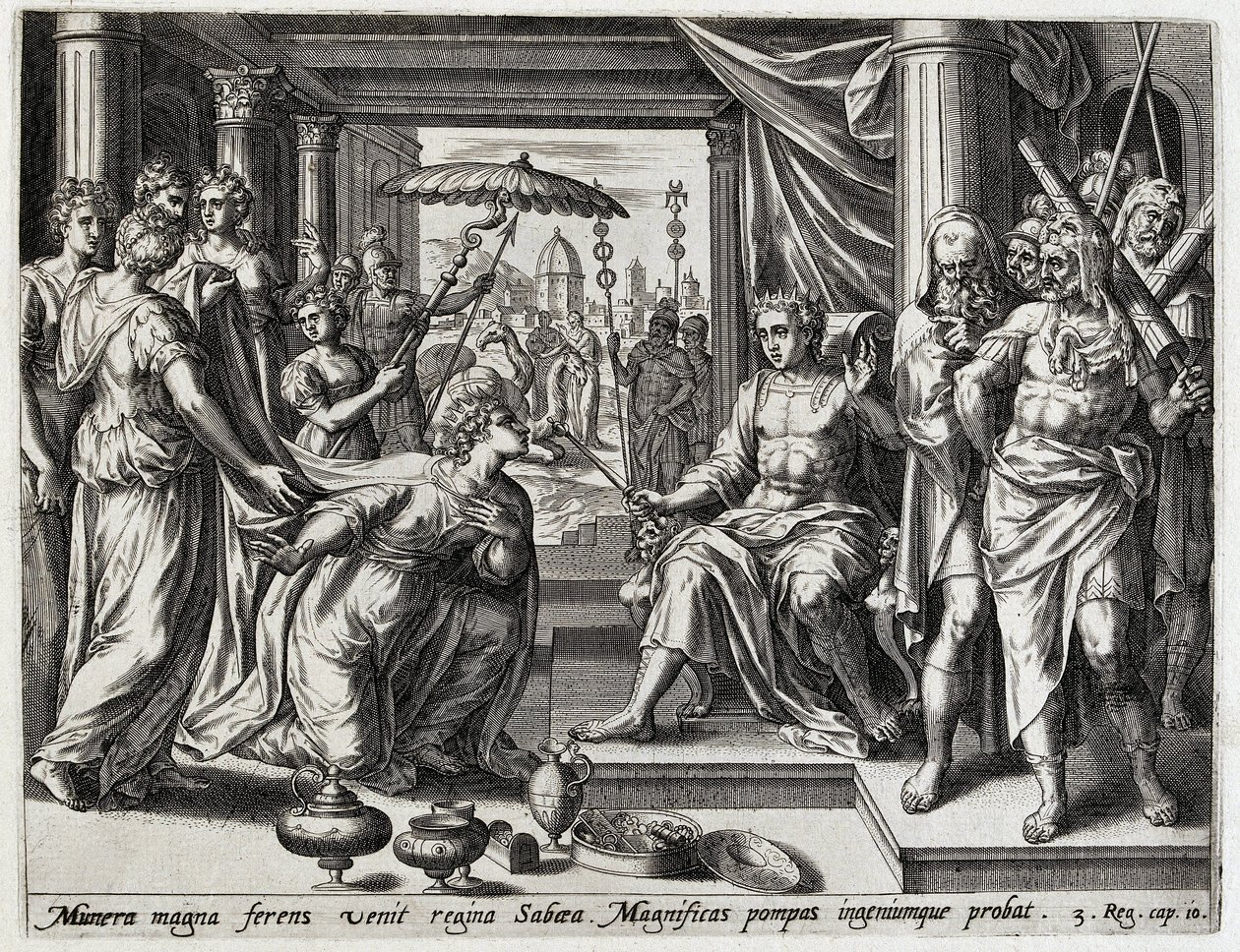 Salomone riceve la regina di Saba da Hans Collaert (I) (attributed to)