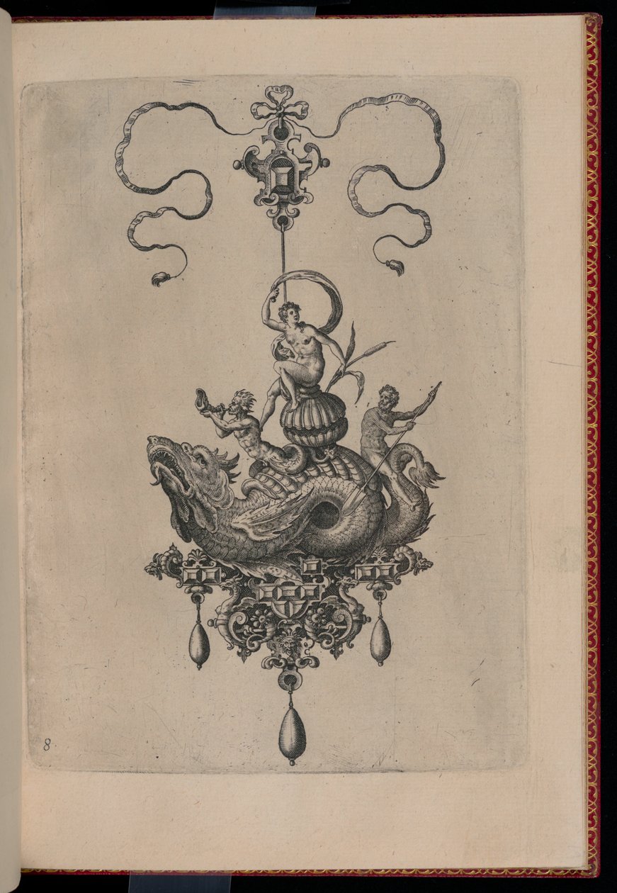 Tavola 8, da Bullarum Inaurium etc. Archetypi Artificiosi Pars Altera (Pendenti, Orecchini, ecc. Disegni della Natura Più Abile, Parte Due) da Hans Collaert the Elder