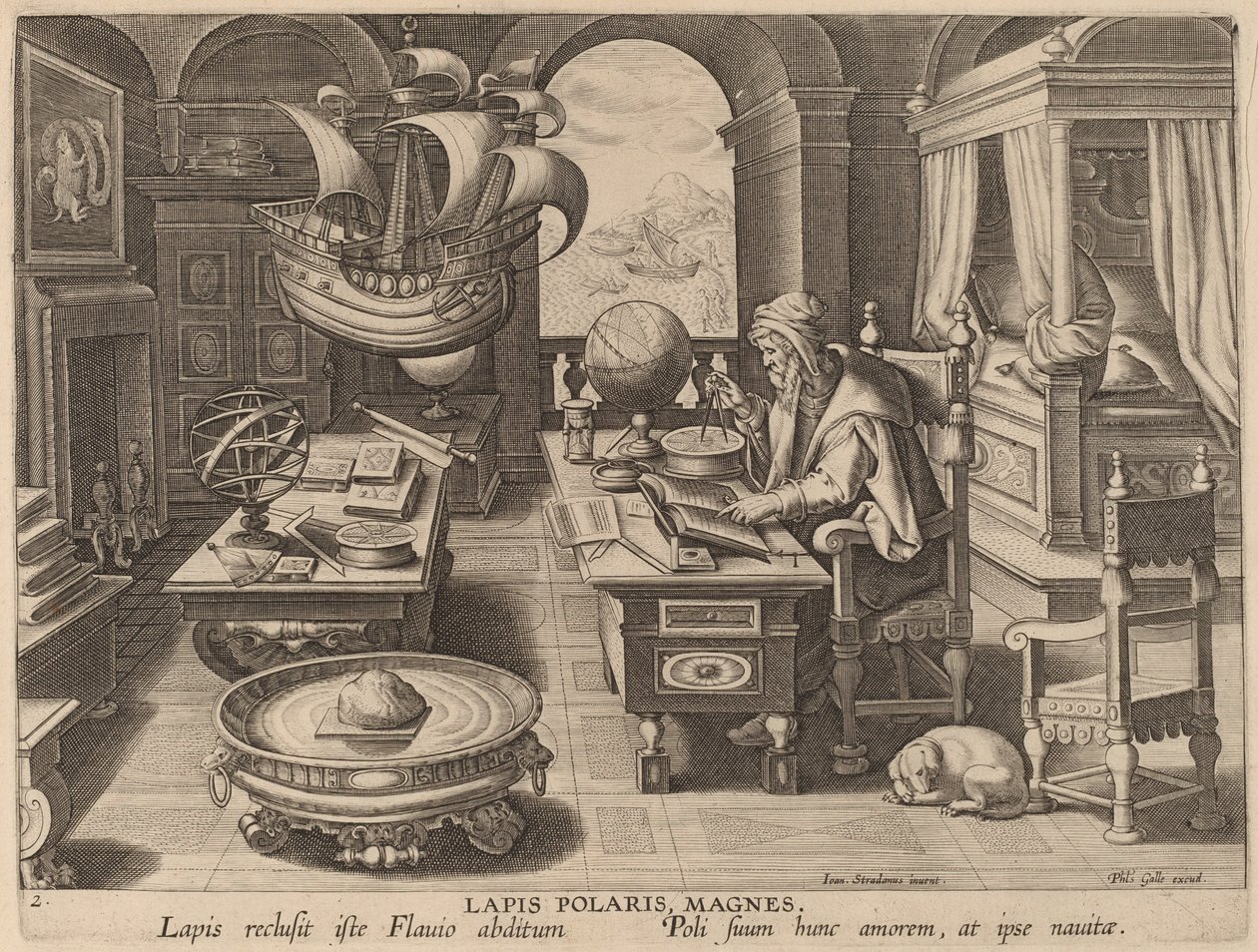 Lapis Polaris, Magnes (La pietra magnetica, Il magnete) da Hans Collaert the Younger after Jan van der Straet