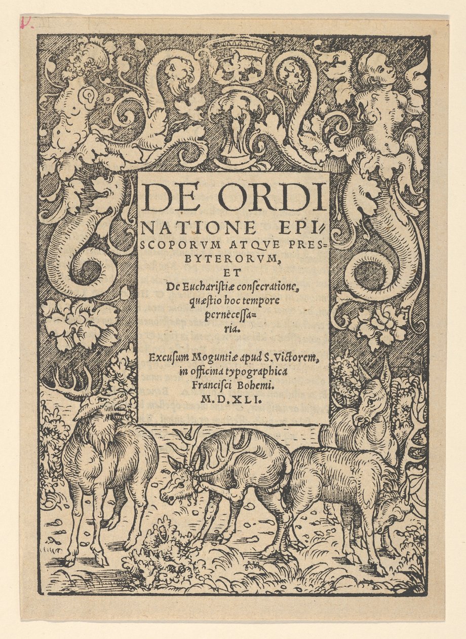 Bordo del titolo con tre cervi e una cerva, inizio XVI secolo da Hans Cranach