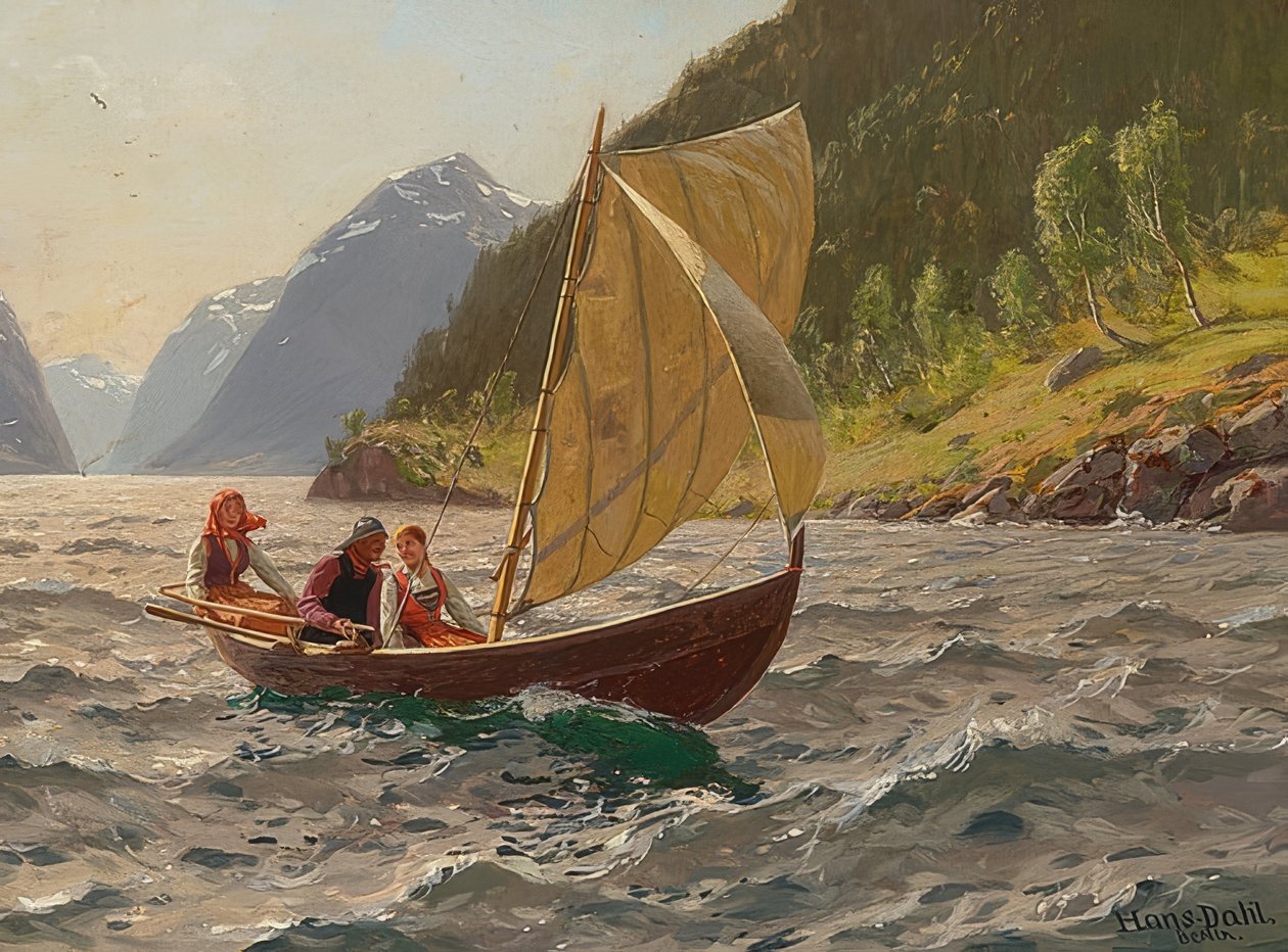 Gita in barca in un fiordo norvegese da Hans Dahl