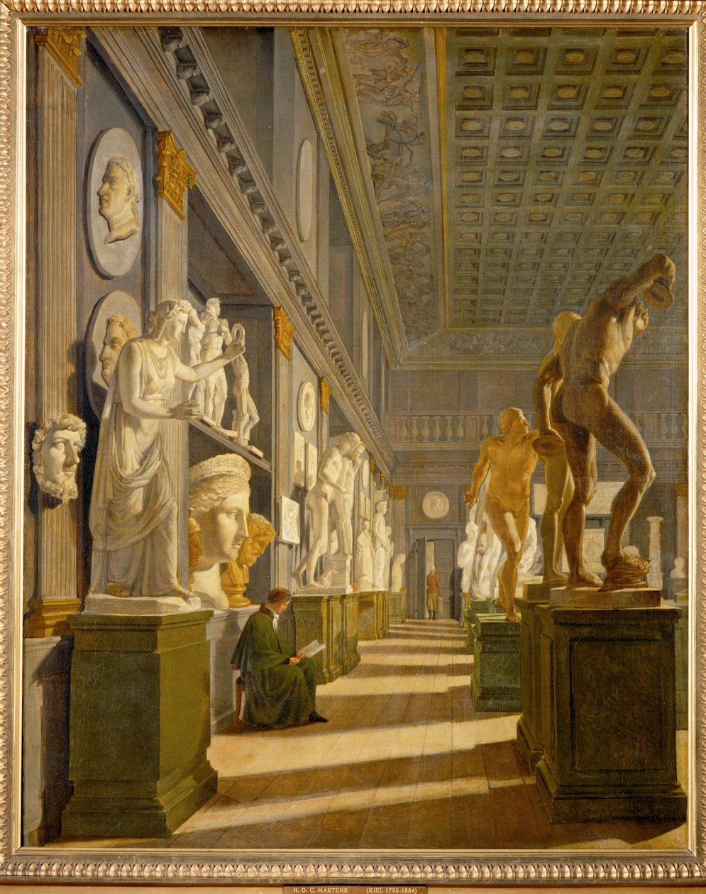 La Sala delle Antichità del Palazzo di Charlottenborg, Copenaghen... (dipinto su tela) da Hans Ditlev Christian Martens Kiel