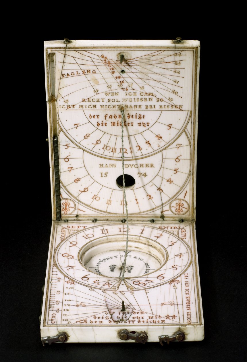 Meridiana a bussola da tavoletta, Norimberga, 1574 da Hans Ducher