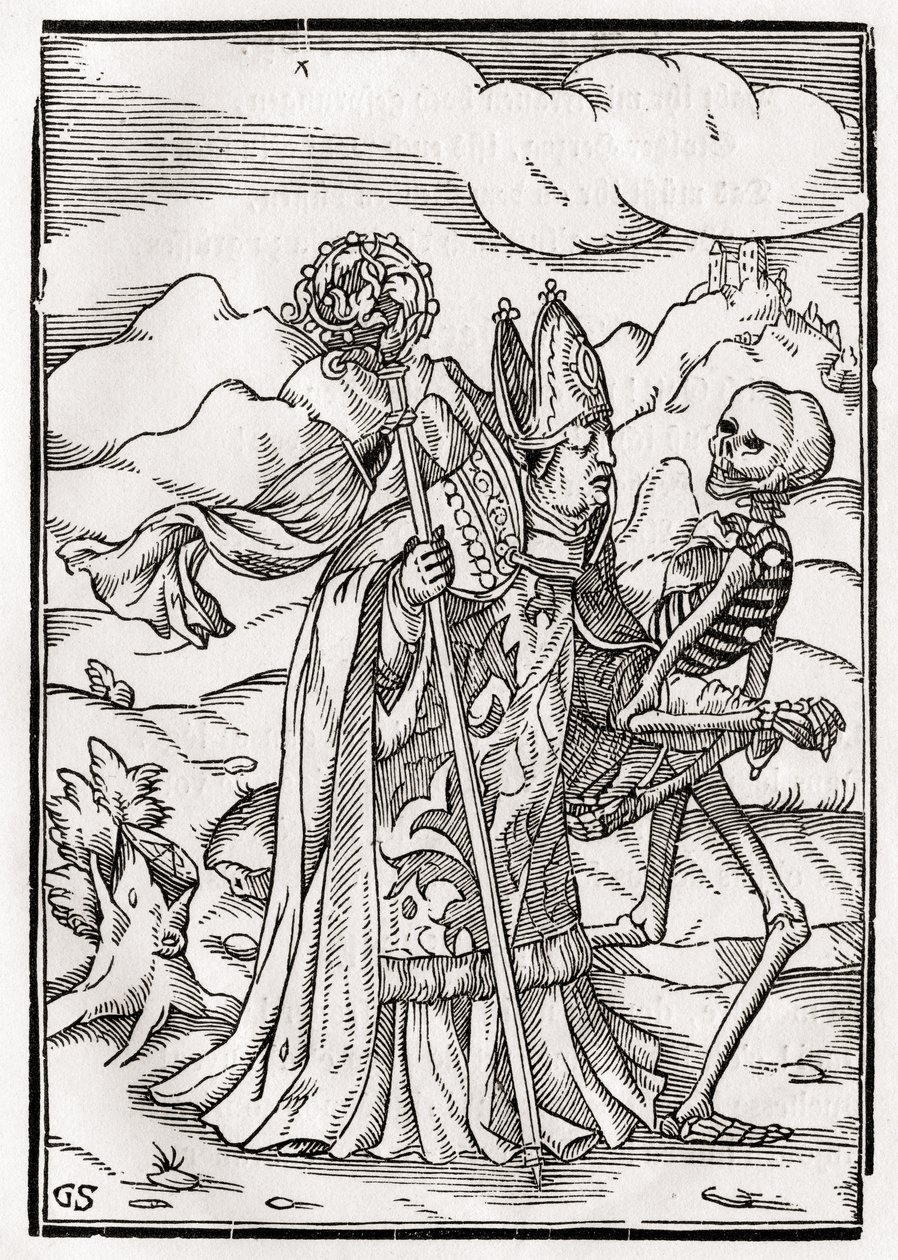 La Morte arriva al Vescovo, inciso da Georg Scharffenberg, da 