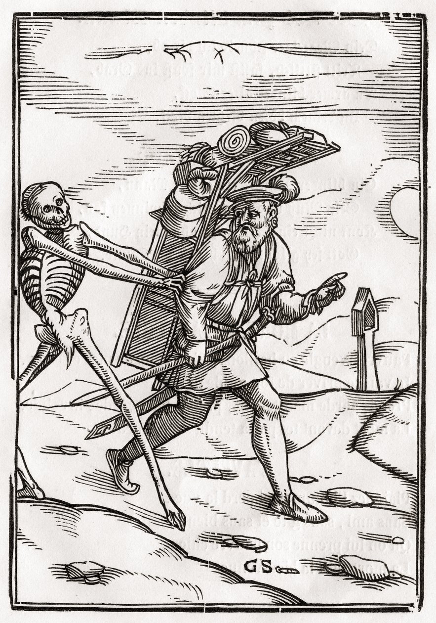 La morte arriva al venditore ambulante, inciso da Georg Scharffenberg, da 