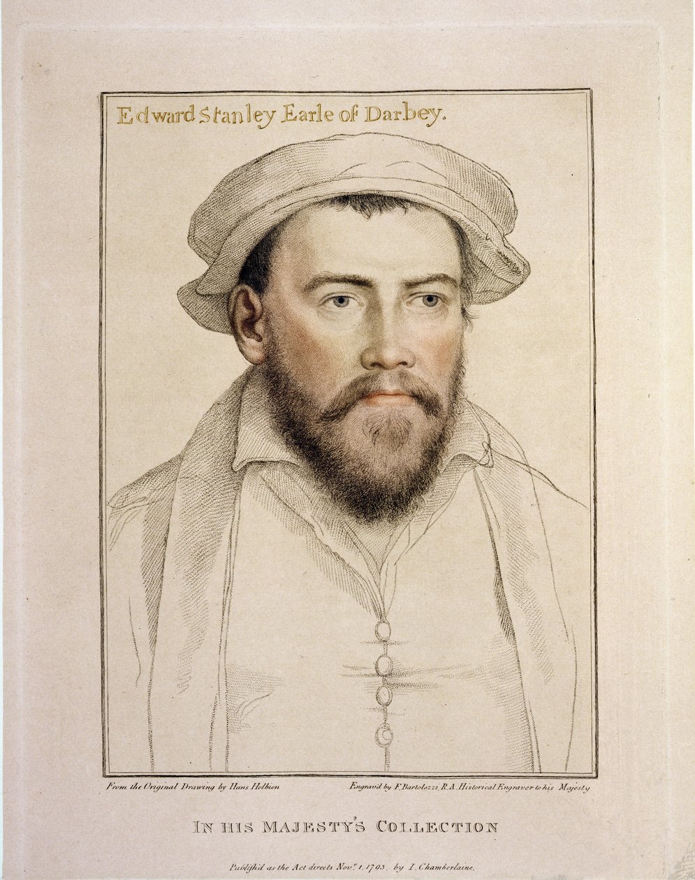 Edward Stanley Conte di Derby (1508-1572) inciso da Francesco Bartolozzi (1727-1815) 1793 da Hans Holbein der Jüngere