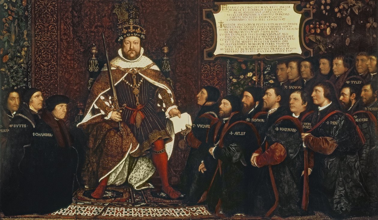 Enrico VIII consegna una carta a Thomas Vicary, commemorando l