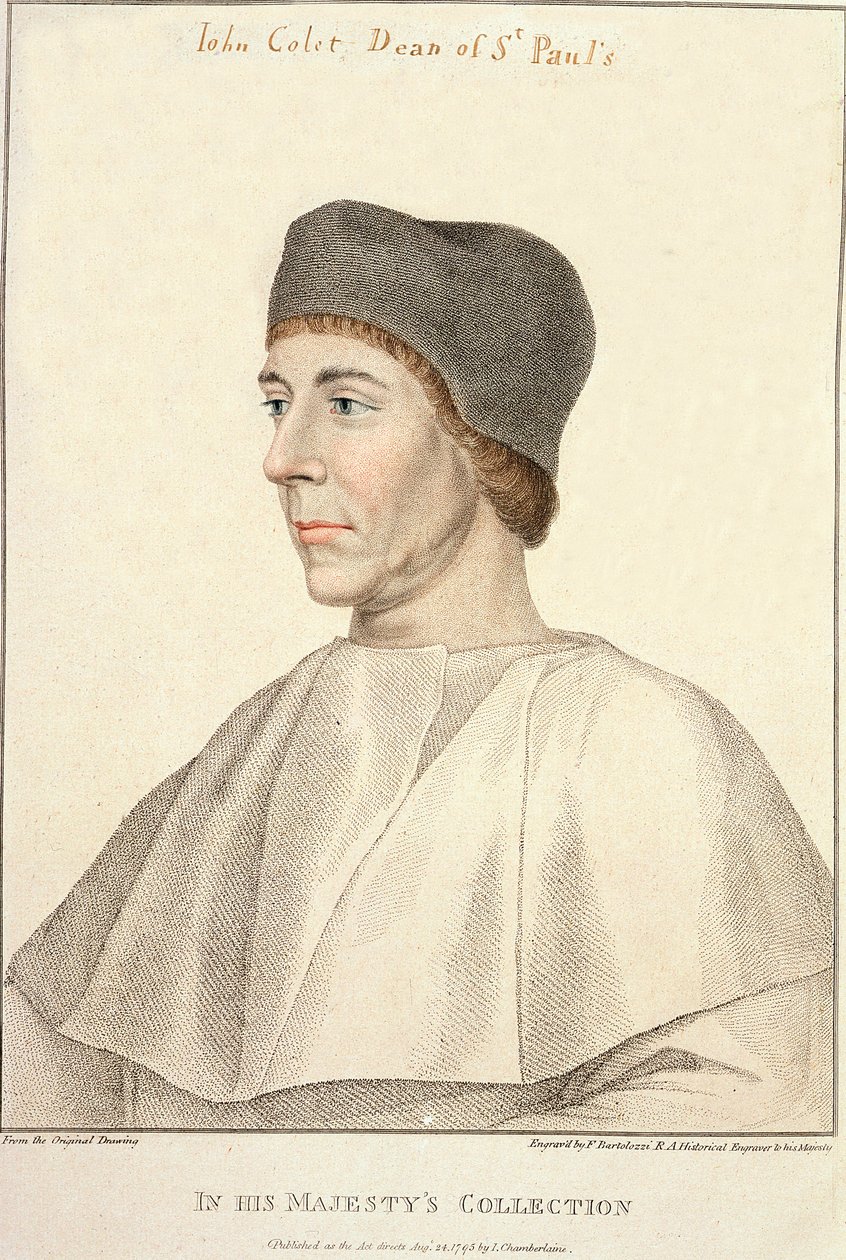 John Colet (c.1467-1519), Decano di San Paolo inciso da Francesco Bartolozzi da Hans Holbein der Jüngere