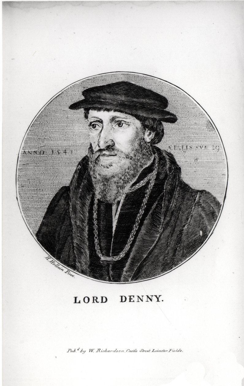 Ritratto di Sir Anthony Denny (1501-49) nel 1541, inciso da W. Richardson da Hans Holbein der Jüngere
