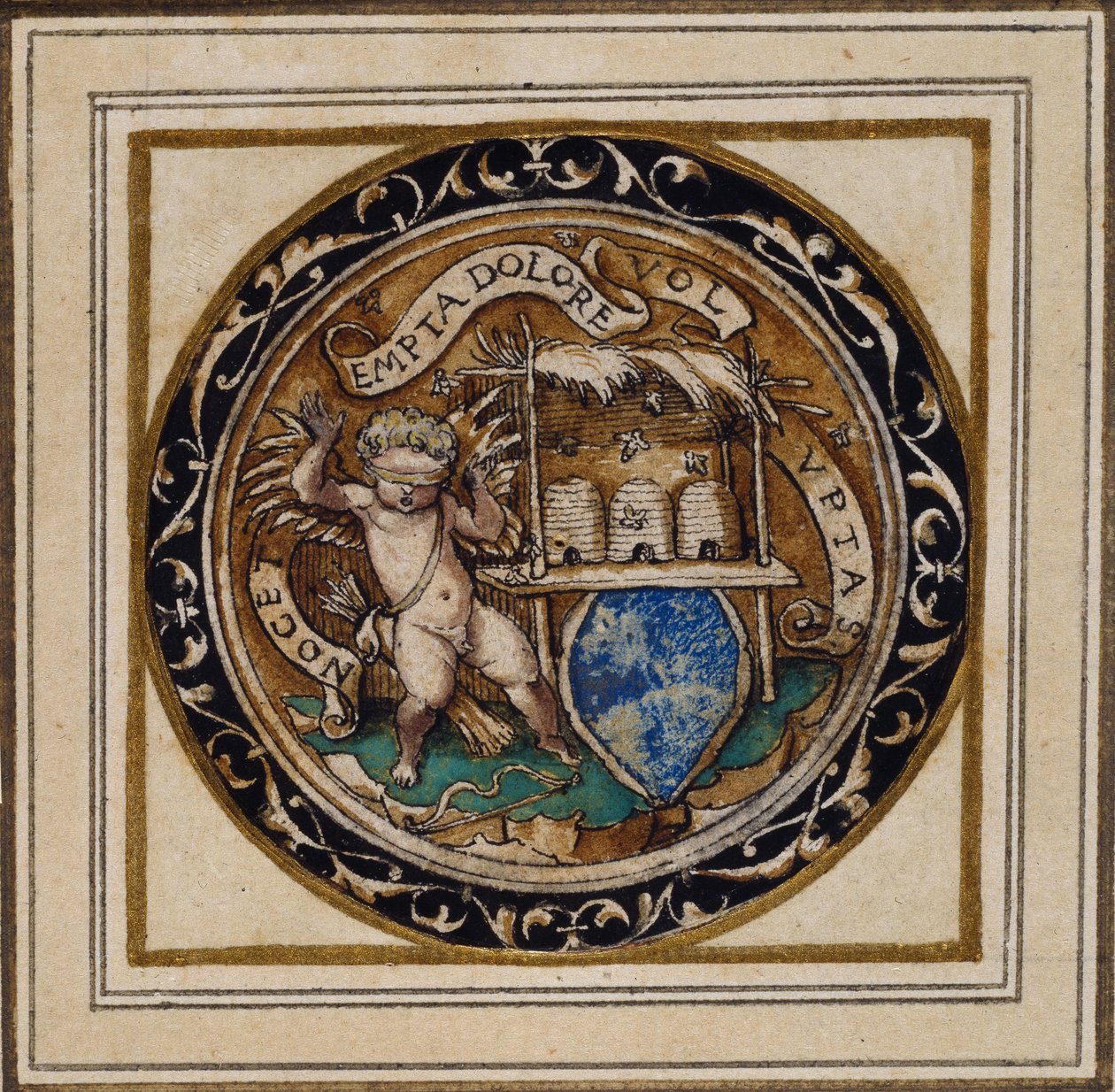 Cupido punto dalle api - Progetto per un pendente o distintivo da cappello, c.1532-43 da Hans Holbein der Jüngere