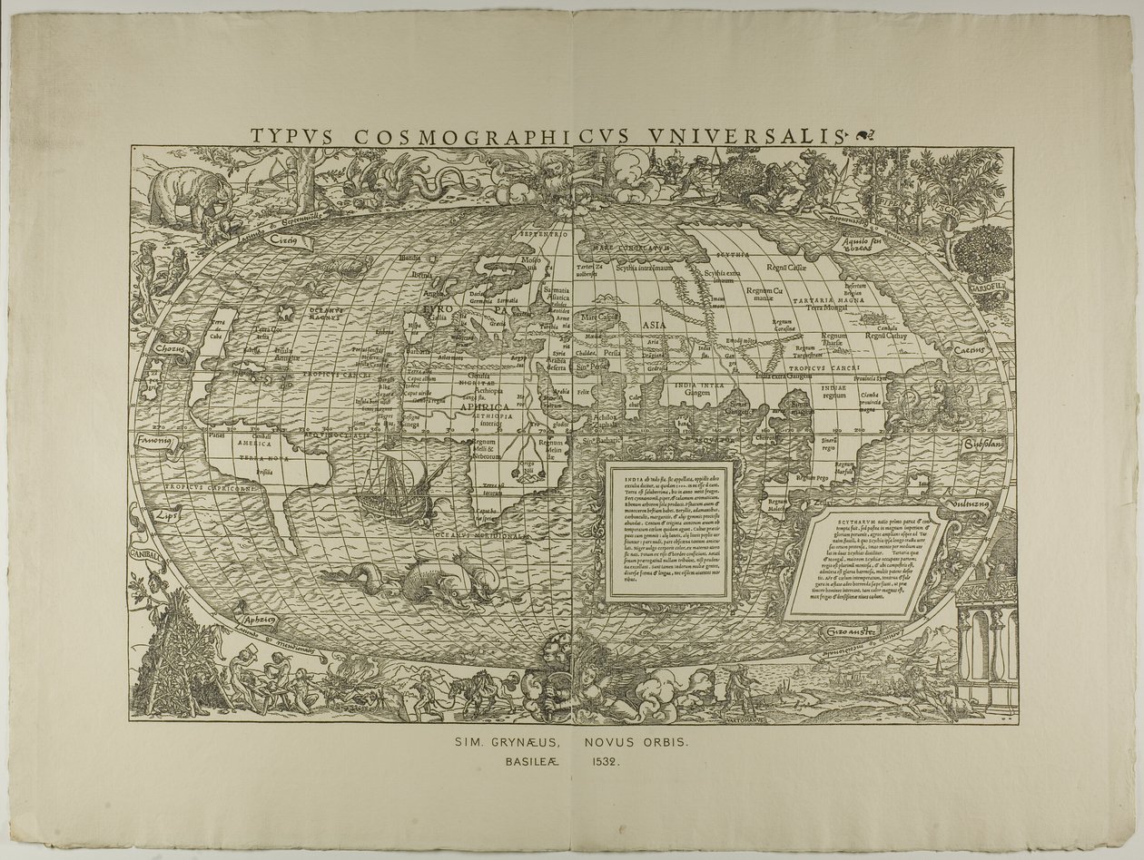 Tipo Cosmographicus Universalis, Sim. Grynaeus, Novus Orbis, Basileae 1532 da Hans Holbein the Younger
