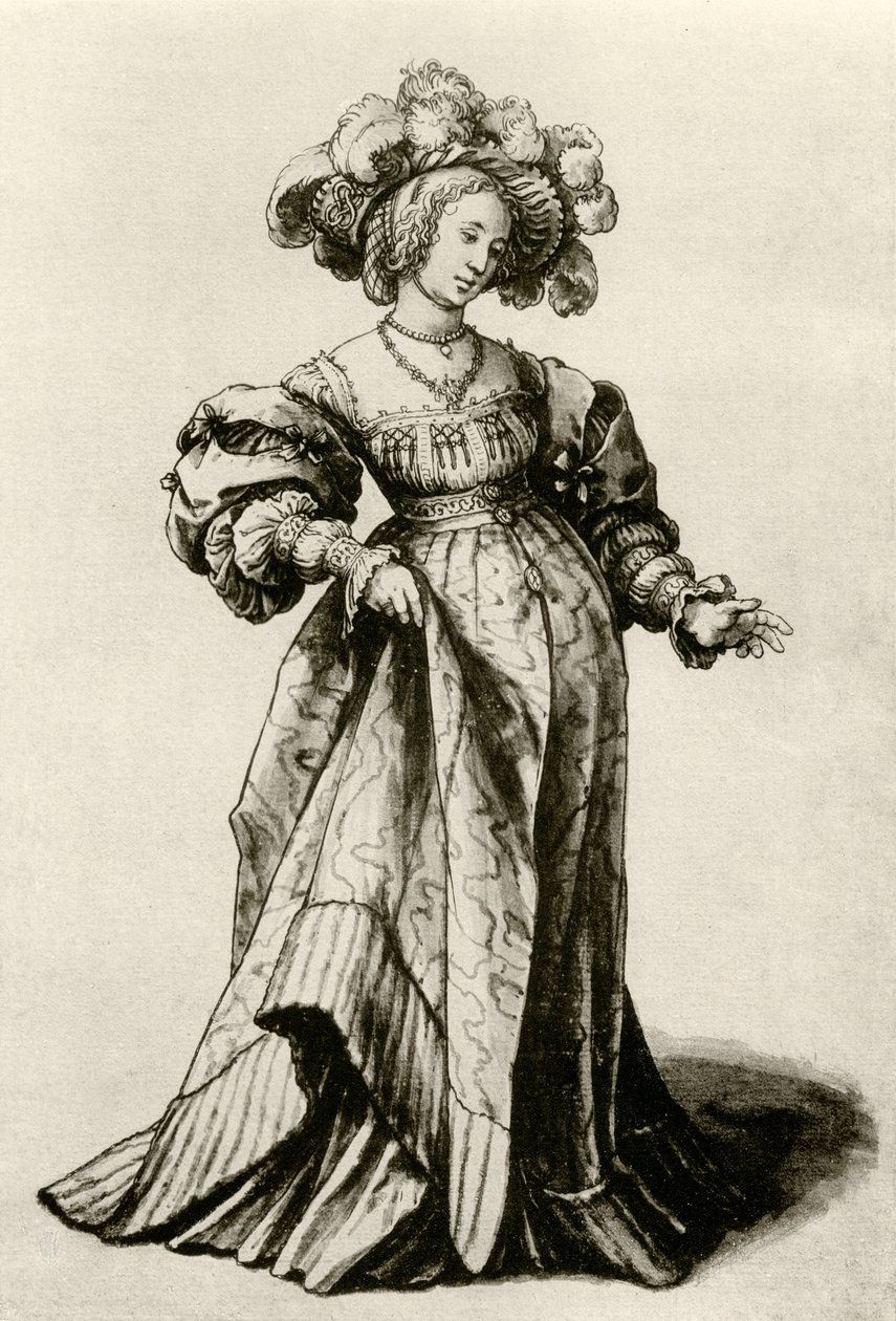 Giovane signora di Basilea con cappello piumato da Hans Holbein der Jüngere