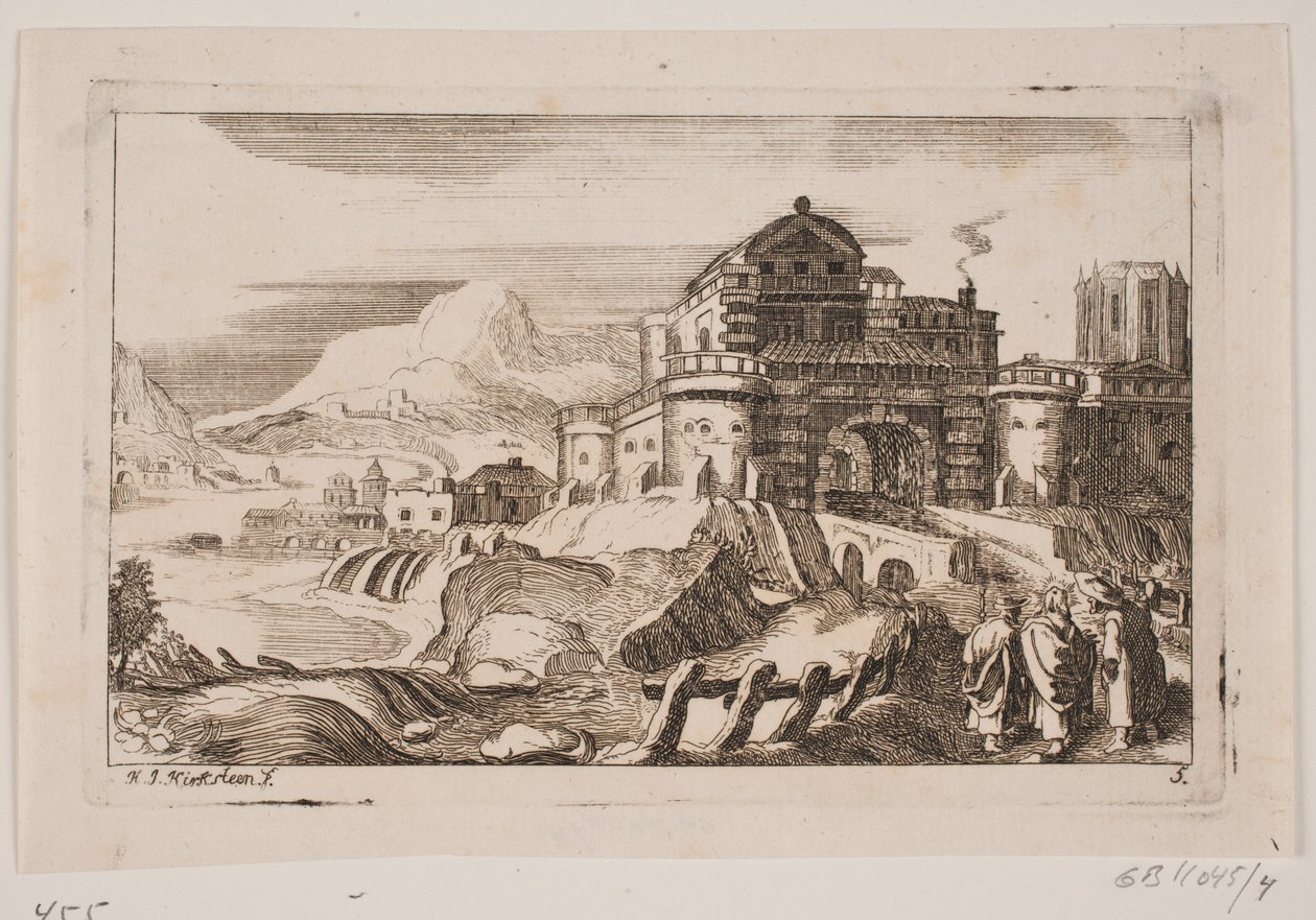 Paesaggio con Gesù e due apostoli davanti a una porta della città da Hans Jørgen Kirksteen