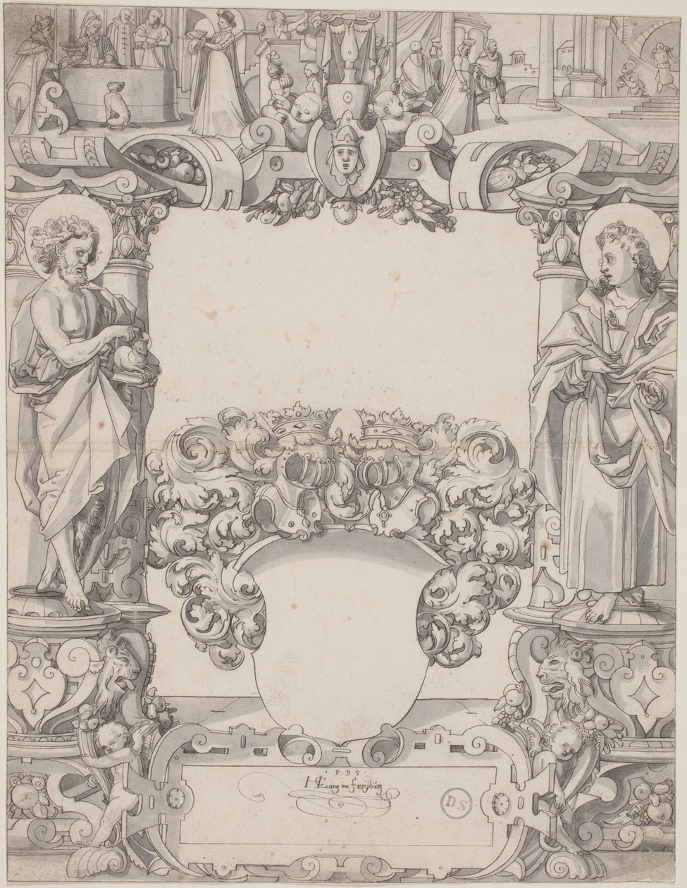 Disegno di vetro con San Giovanni Battista e San Giovanni Evangelista da Hans Kaspar Lang the Elder