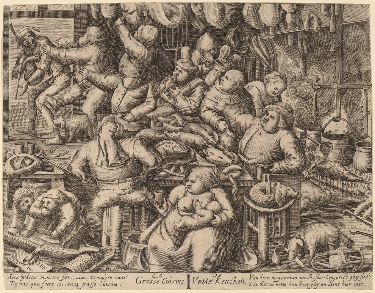 La cucina grassa da Hans Liefrinck I, after Pieter van der Heyden, after Pieter Bruegel the Elder