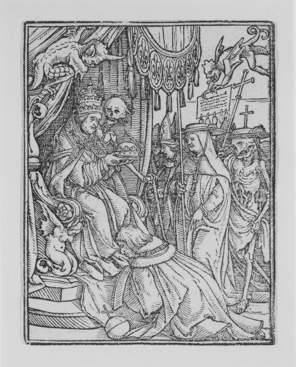 Il Papa, dalla Danza della Morte, ca. 1526, pubblicato 1538 da Hans Lützelburger