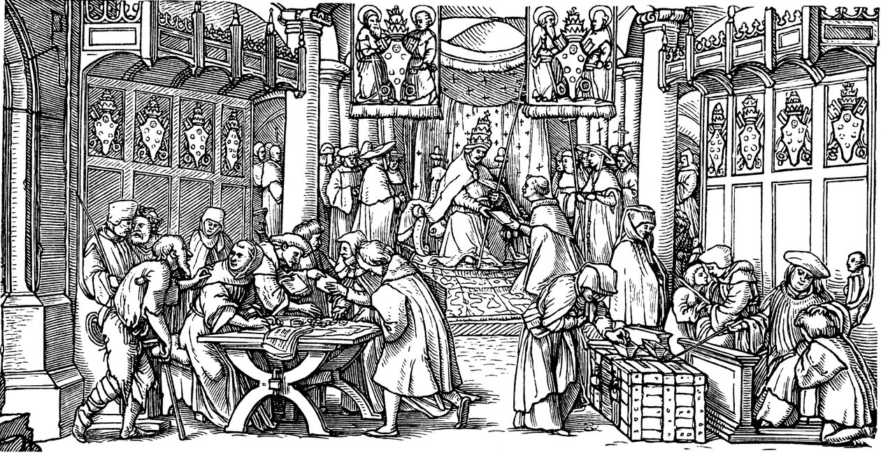 La vendita delle indulgenze (dettaglio) da Hans Lützelburger