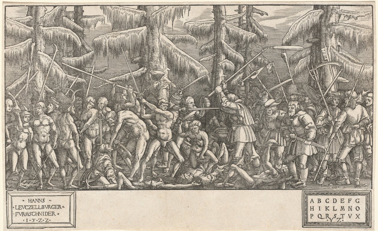 Battaglia degli Uomini Nudi e Contadini da Hans Lützelburger, after Master NH