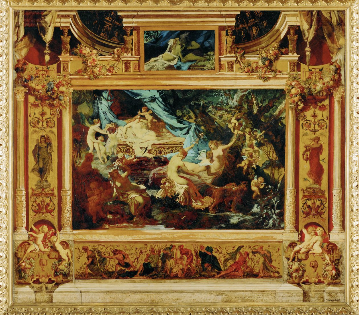 Sogno di una notte di mezza estate... (dipinto su tela) da Hans Makart