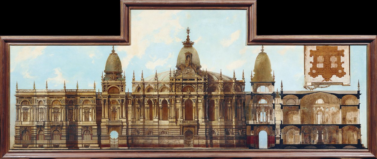 Progetto per un palazzo: retro e pianta da Hans Makart
