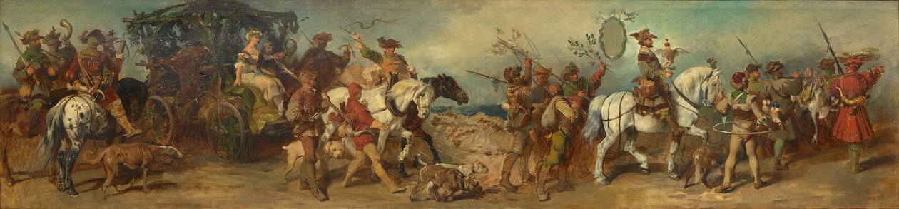 Progetto per la sfilata del 1879 - Gruppo di cacciatori con carro delle prede da Hans Makart