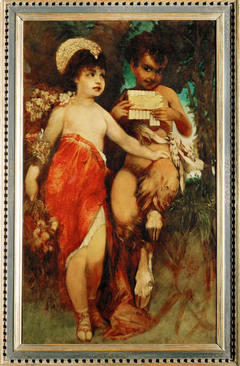 Fauno e Ninfa ... (dipinto su tela) da Hans Makart