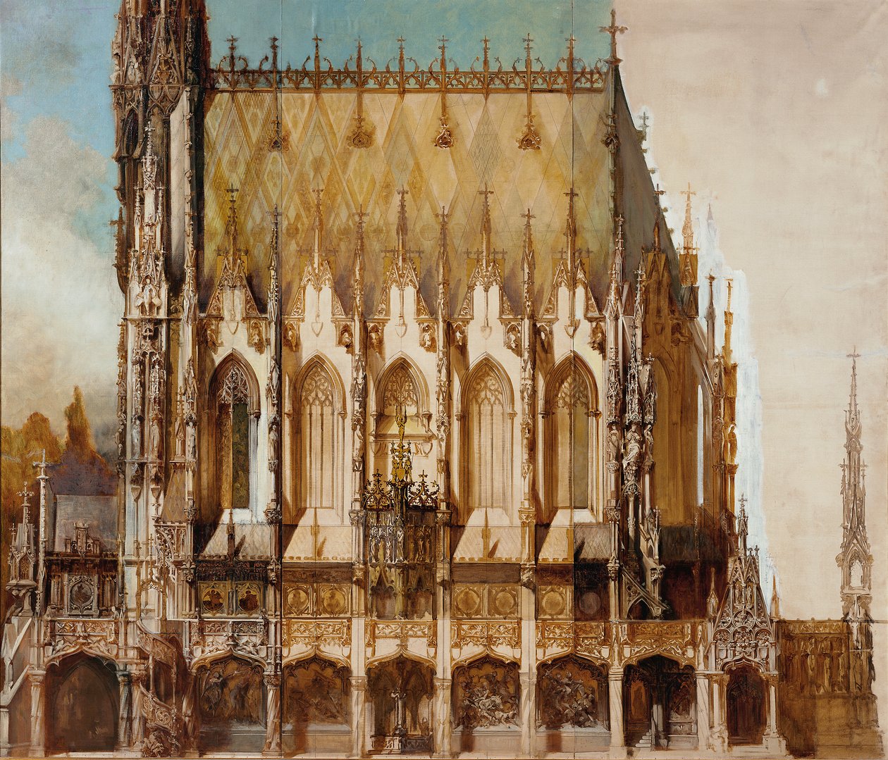 Chiesa gotica di San Michele, vista laterale da Hans Makart