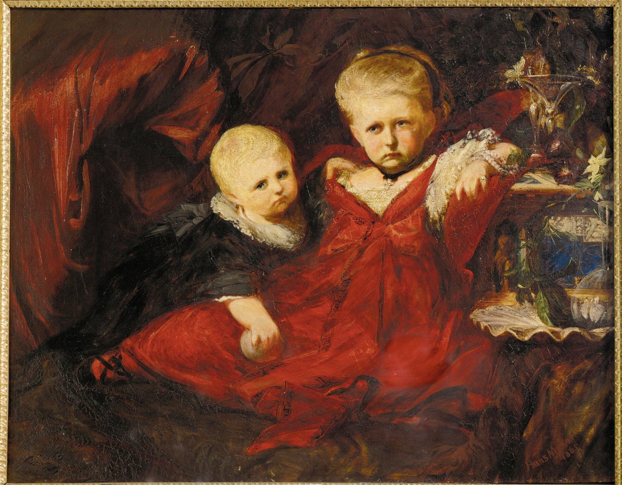 Ida e Risa Ruessemayer, nipoti di Johann Ruessemayer, mecenate di Makart ... (dipinto su tela) da Hans Makart